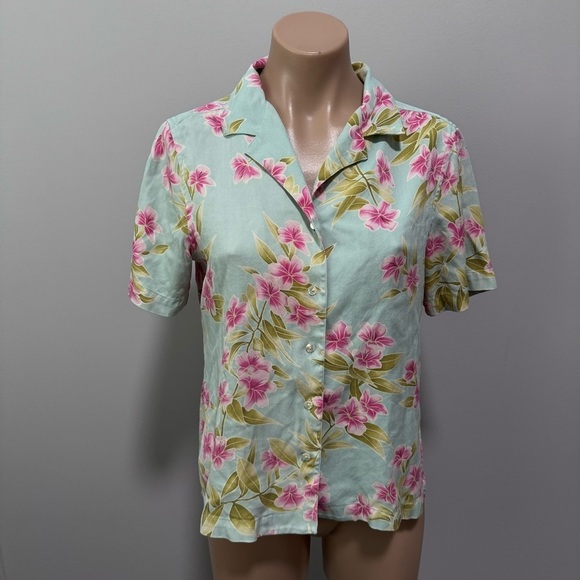 Tommy Bahama Tops - Tommy Bahama Floral Tropical Hibiscus Button Down Shirt Silk Small Hawaiian